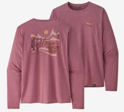Longsleeve Patagonia Men Cap Cool Daily Graphic Shirt Lands Protect Pedal Evening Mauve X Dye