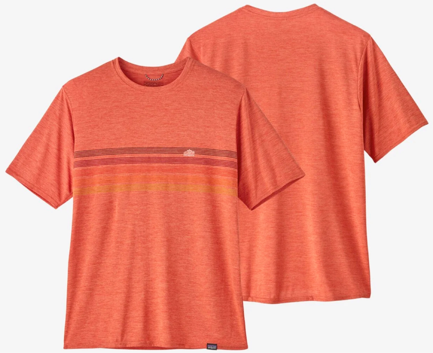 T-Shirt Patagonia Men Cap Cool Daily Graphic Shirt Line Logo Ridge Stripe Quartz Coral X Dye
