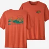 T-Shirt Patagonia Men Cap Cool Daily Graphic Shirt Lands Lost And Found Quartz Coral X Dye