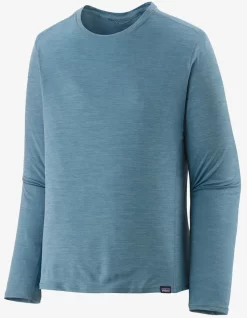 Longsleeve Patagonia Men Cap Cool Lightweight Trui Light Plume Grey Steam Blue X Dye