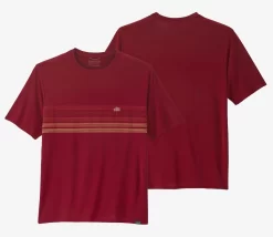 T-Shirt Patagonia Men Cap Cool Daily Graphic Shirt Line Logo Ridge Stripe Wax Red X-Dye