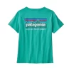 T-Shirt Patagonia Women P6 Mission Organic Fresh Teal -Patagonië Outdoor Sportkleding 1 wbs23 37560 frtl to