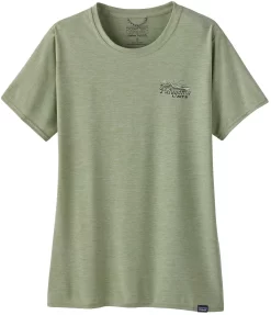 T-Shirt Patagonia Women Cap Cool Daily Graphic Shirt Lands Protect Pedal Salvia Green X Dye