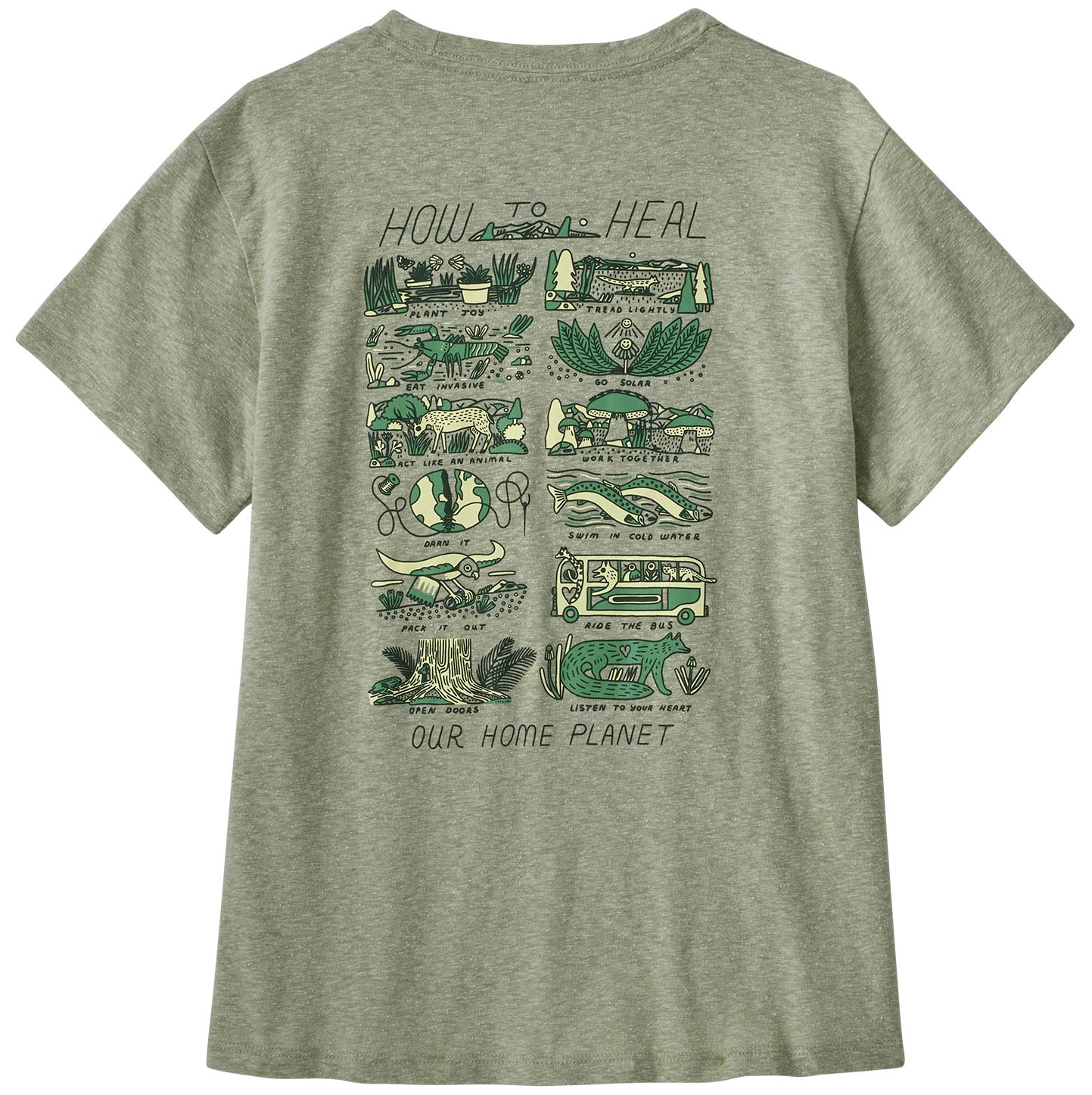 T-Shirt Patagonia Women How To Heal Responsibili Tee Salvia Green 4 T-Shirt Patagonia Women How To Heal Responsibili Tee Salvia Green - Afbeelding 2