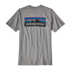 T-shirt Patagonia Men's P-6 Logo Pocket Responsibili-Tee Gravel Heather -Patagonië Outdoor Sportkleding 3 WBS18 39178 GLH TO