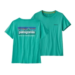 T-Shirt Patagonia Women P6 Mission Organic Fresh Teal -Patagonië Outdoor Sportkleding 3 wbs23 37560 frtl