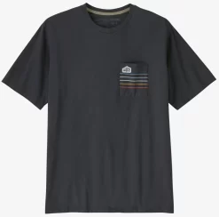 T-Shirt Patagonia Men Line Logo Ridge Stripe Organic Pocket Ink Black