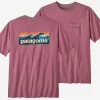 T-Shirt Patagonia Men Boardshort Logo Pocket Responsibili Tee Evening Mauve -Patagonië Outdoor Sportkleding 3765520rood201