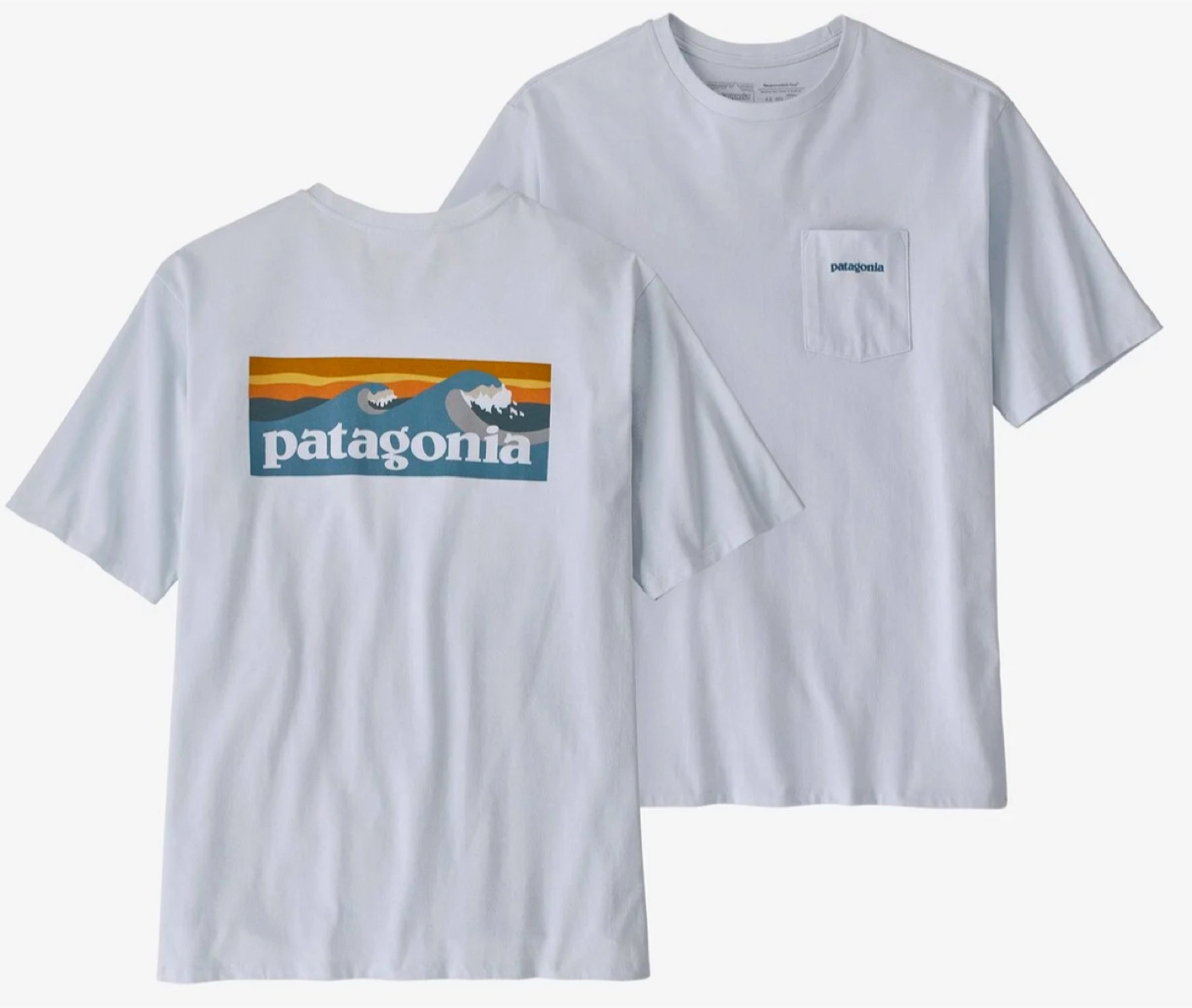 T-Shirt Patagonia Men Boardshort Logo Pocket Responsibili Tee White