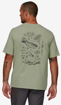 T-Shirt Patagonia Men Action Angler Responsibili Tee Salvia Green -Patagonië Outdoor Sportkleding 3767520groen203