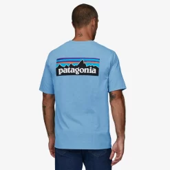 T-Shirt Patagonia Men P6 Logo Responsibili Tee Lago Blue -Patagonië Outdoor Sportkleding 38504 lagb zt2