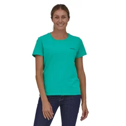 T-Shirt Patagonia Women P6 Mission Organic Fresh Teal -Patagonië Outdoor Sportkleding 4 wbs23 37560 frtl mw1