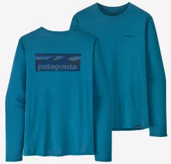 Longsleeve Patagonia Men Cap Cool Daily Graphic Shirt Waters Boardshort Logo Wavy Blue X Dye