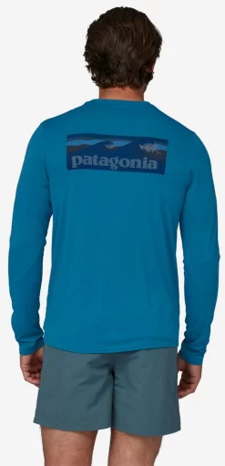 Longsleeve Patagonia Men Cap Cool Daily Graphic Shirt Waters Boardshort Logo Wavy Blue X Dye -Patagonië Outdoor Sportkleding 4517020blauw203