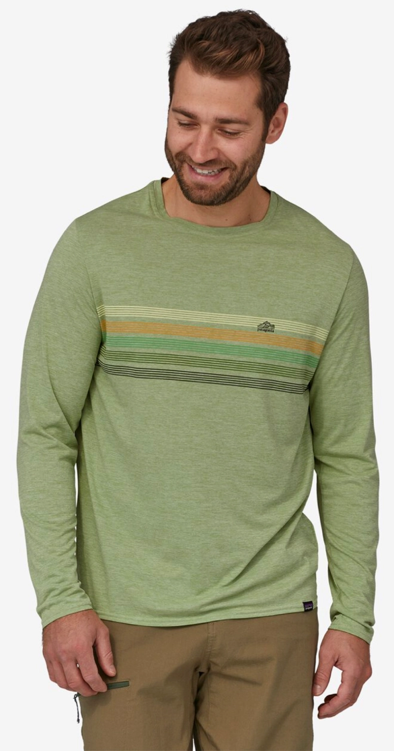 Longsleeve Patagonia Men Cap Cool Daily Graphic Shirt Line Logo Ridge Stripe Salvia Green X Dye 4 Longsleeve Patagonia Men Cap Cool Daily Graphic Shirt Line Logo Ridge Stripe Salvia Green X Dye - Afbeelding 2