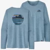Longsleeve Patagonia Women Cap Cool Daily Graphic Shirt Skyline Stencil Steam Blue X Dye -Patagonië Outdoor Sportkleding 4520520blauw201