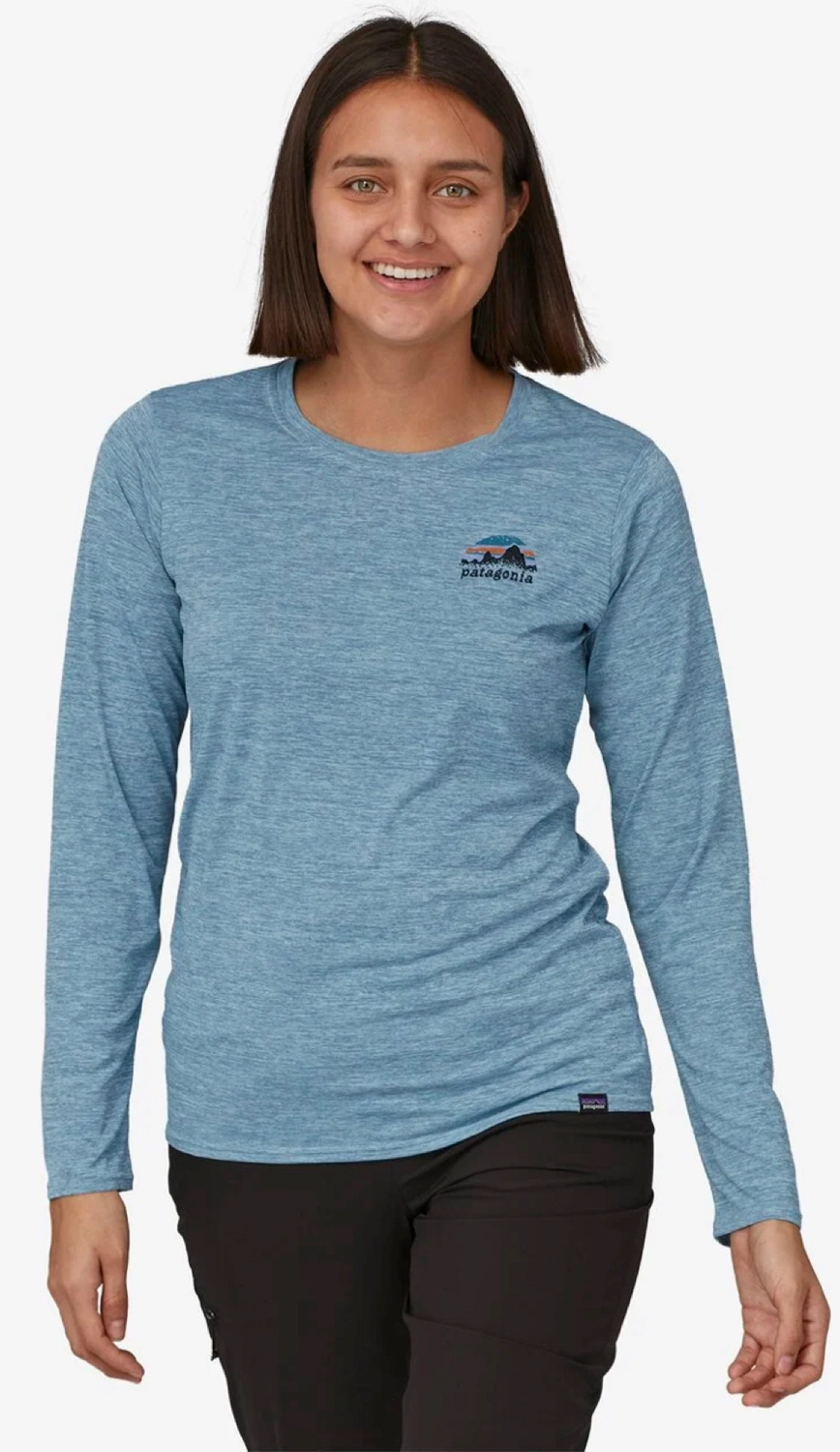 Longsleeve Patagonia Women Cap Cool Daily Graphic Shirt Skyline Stencil Steam Blue X Dye 4 Longsleeve Patagonia Women Cap Cool Daily Graphic Shirt Skyline Stencil Steam Blue X Dye - Afbeelding 2