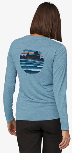 Longsleeve Patagonia Women Cap Cool Daily Graphic Shirt Skyline Stencil Steam Blue X Dye 7 Longsleeve Patagonia Women Cap Cool Daily Graphic Shirt Skyline Stencil Steam Blue X Dye -Patagonië Outdoor Sportkleding 4520520blauw203