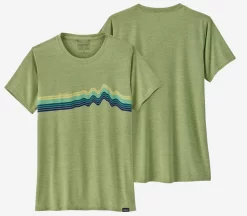 T-Shirt Patagonia Women Cap Cool Daily Graphic Shirt Ridge Rise Stripe Salvia Green X Dye