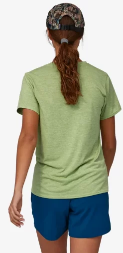 T-Shirt Patagonia Women Cap Cool Daily Graphic Shirt Ridge Rise Stripe Salvia Green X Dye -Patagonië Outdoor Sportkleding 4525020groen203