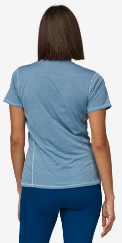 T-Shirt Patagonia Women Cap Cool Lightweight Shirt Light Plume Grey Steam Blue X Dye -Patagonië Outdoor Sportkleding 4576520grijs203