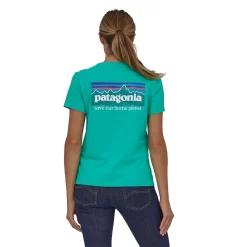 T-Shirt Patagonia Women P6 Mission Organic Fresh Teal -Patagonië Outdoor Sportkleding 5 wbs23 37560 frtl mw2