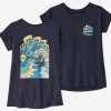 T-Shirt Patagonia Girls Regenerative Organic Certified Cotton Graphic Same Ocean New Navy