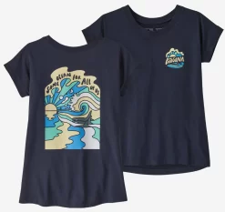 T-Shirt Patagonia Girls Regenerative Organic Certified Cotton Graphic Same Ocean New Navy