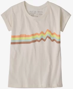 T-Shirt Patagonia Girls Regenerative Organic Certified Cotton Graphic Ridge Rise Stripe Birch White