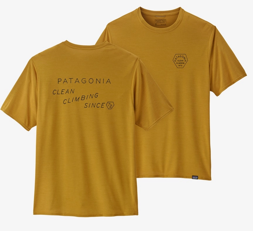 T-Shirt Patagonia Men Cap Cool Daily Graphic Shirt Clean Climb Type Cabin Gold X-Dye 3 T-Shirt Patagonia Men Cap Cool Daily Graphic Shirt Clean Climb Type Cabin Gold X-Dye