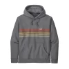 Trui Patagonia Unisex Line Logo Ridge Stripe Uprisal Hoody Gravel Heather -Patagonië Outdoor Sportkleding WBF21 39620 GLH