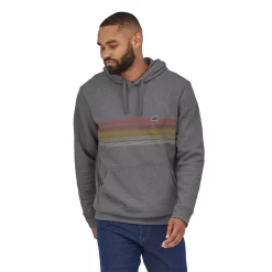Trui Patagonia Unisex Line Logo Ridge Stripe Uprisal Hoody Gravel Heather -Patagonië Outdoor Sportkleding WBF21 39620 GLH JB1