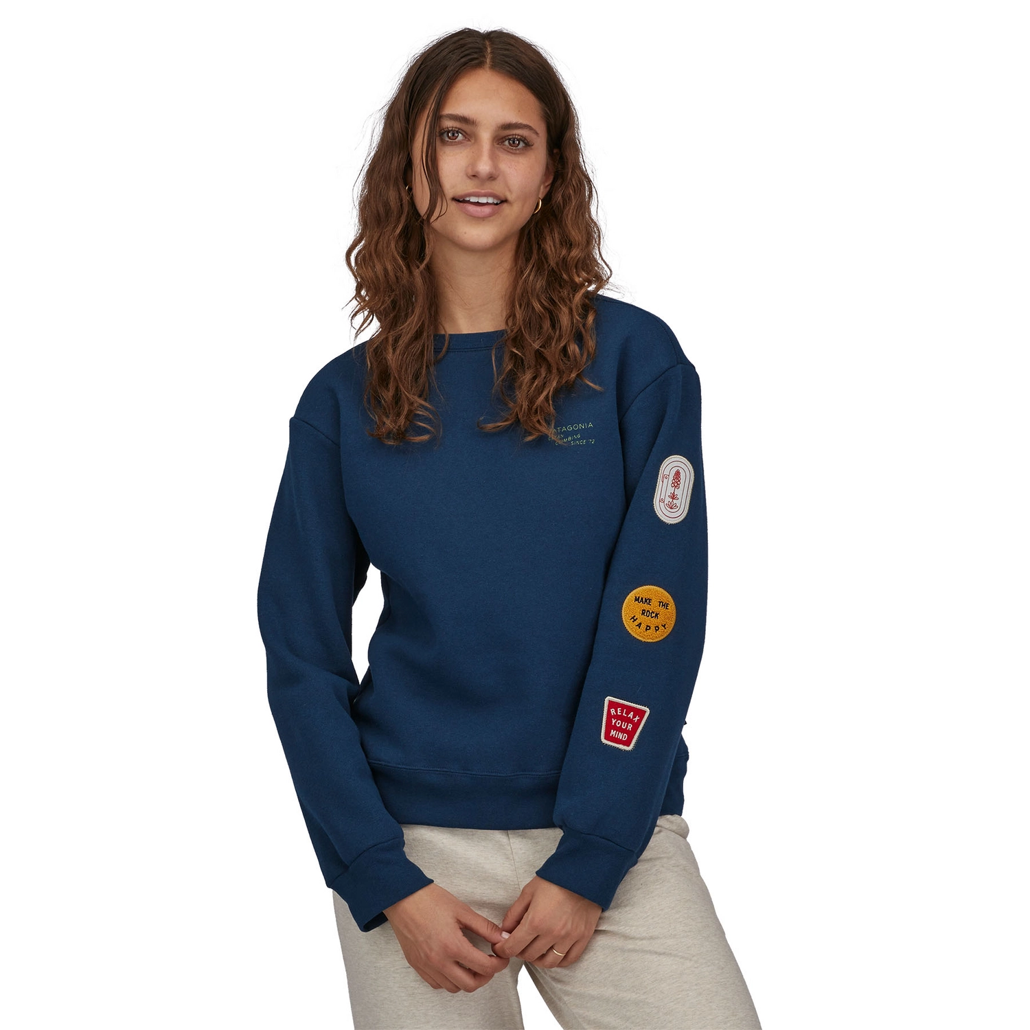 Trui Patagonia Women Clean Climb Badges Uprisal Crew Sweatshirt Tidepool Blue 4 Trui Patagonia Women Clean Climb Badges Uprisal Crew Sweatshirt Tidepool Blue - Afbeelding 2
