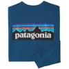 T-shirt Patagonia Men L/S P6 Logo Responsibili-Tee Wavy Blue -Patagonië Outdoor Sportkleding WBF22 38518 WAVB