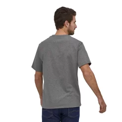 T-Shirt Patagonia Men P6 Label Pocket Responsibili Tee Gravel Heather -Patagonië Outdoor Sportkleding WBS21 37406 GLH TM2