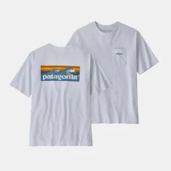 T-Shirt Patagonia Men Boardshort Logo Pocket Responsibili Tee White -Patagonië Outdoor Sportkleding t shirt patagonia men boardshort logo pocket responsibili tee white