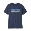 T-Shirt Patagonia Kids Regenerative Organic Certified Cotton P6 Logo New Navy -Patagonië Outdoor Sportkleding wbf21 62163 nena