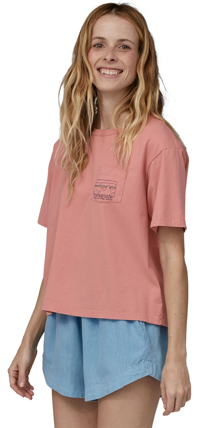 T-Shirt Patagonia Women 73 Skyline Organic Easy Cut Pocket Tee Sunfade Pink 4 T-Shirt Patagonia Women 73 Skyline Organic Easy Cut Pocket Tee Sunfade Pink - Afbeelding 2
