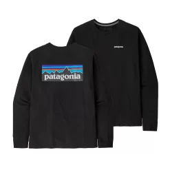 Shirt Patagonia Men L/S P6 Logo Responsibili Tee Black -Patagonië Outdoor Sportkleding wbs23 38518 blk