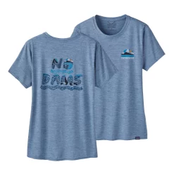 T-Shirt Patagonia Women Cap Cool Daily Graphic Shirt Waters No Dams Orca Steam Blue X-Dye