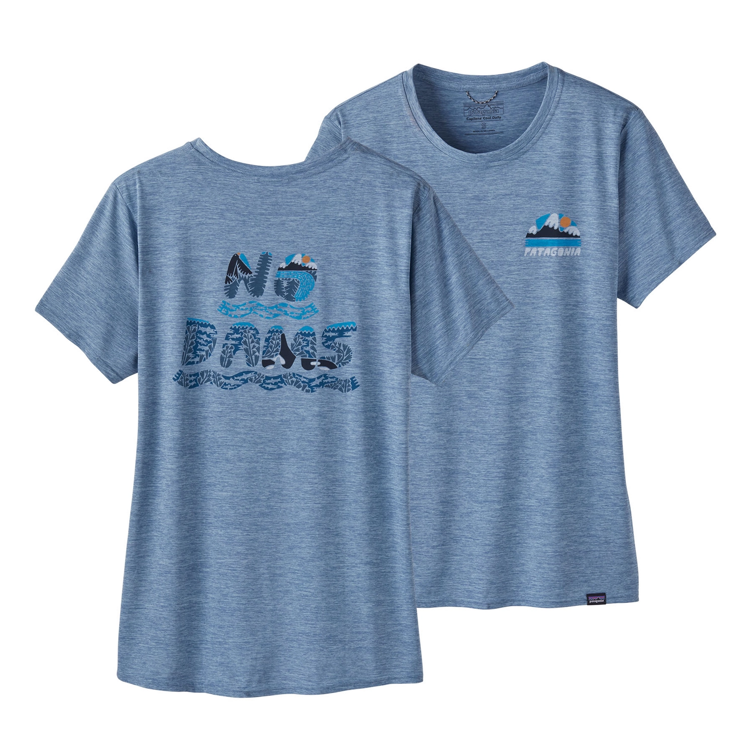 T-Shirt Patagonia Women Cap Cool Daily Graphic Shirt Waters No Dams Orca Steam Blue X-Dye 3 T-Shirt Patagonia Women Cap Cool Daily Graphic Shirt Waters No Dams Orca Steam Blue X-Dye