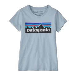 T-Shirt Patagonia Girls Regenerative Organic Certified Cotton P6 Logo Steam Blue
